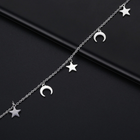 Boho Chic Celestial Star Moon Stainless Necklace - Picture 5 of 7